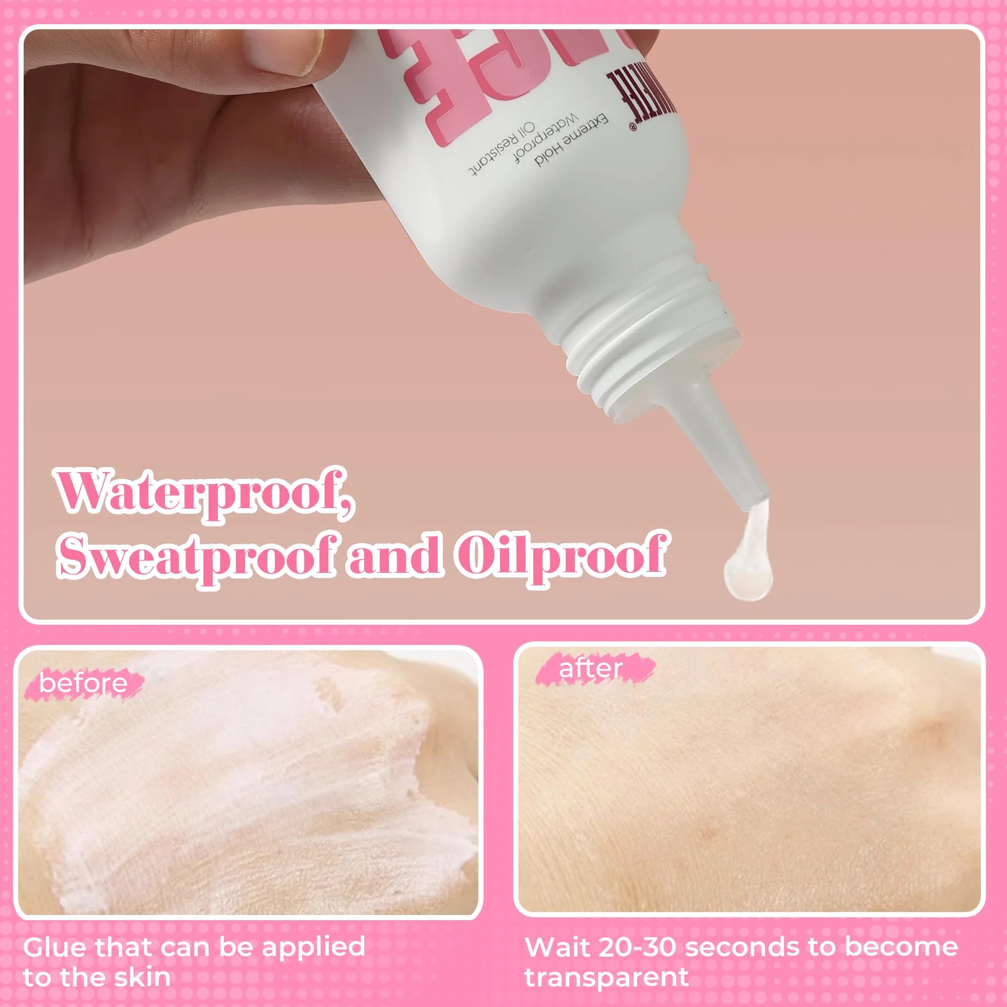 immetee Pegamento Para Peluca Lace Glue Resistente al Agua Invisible 80g