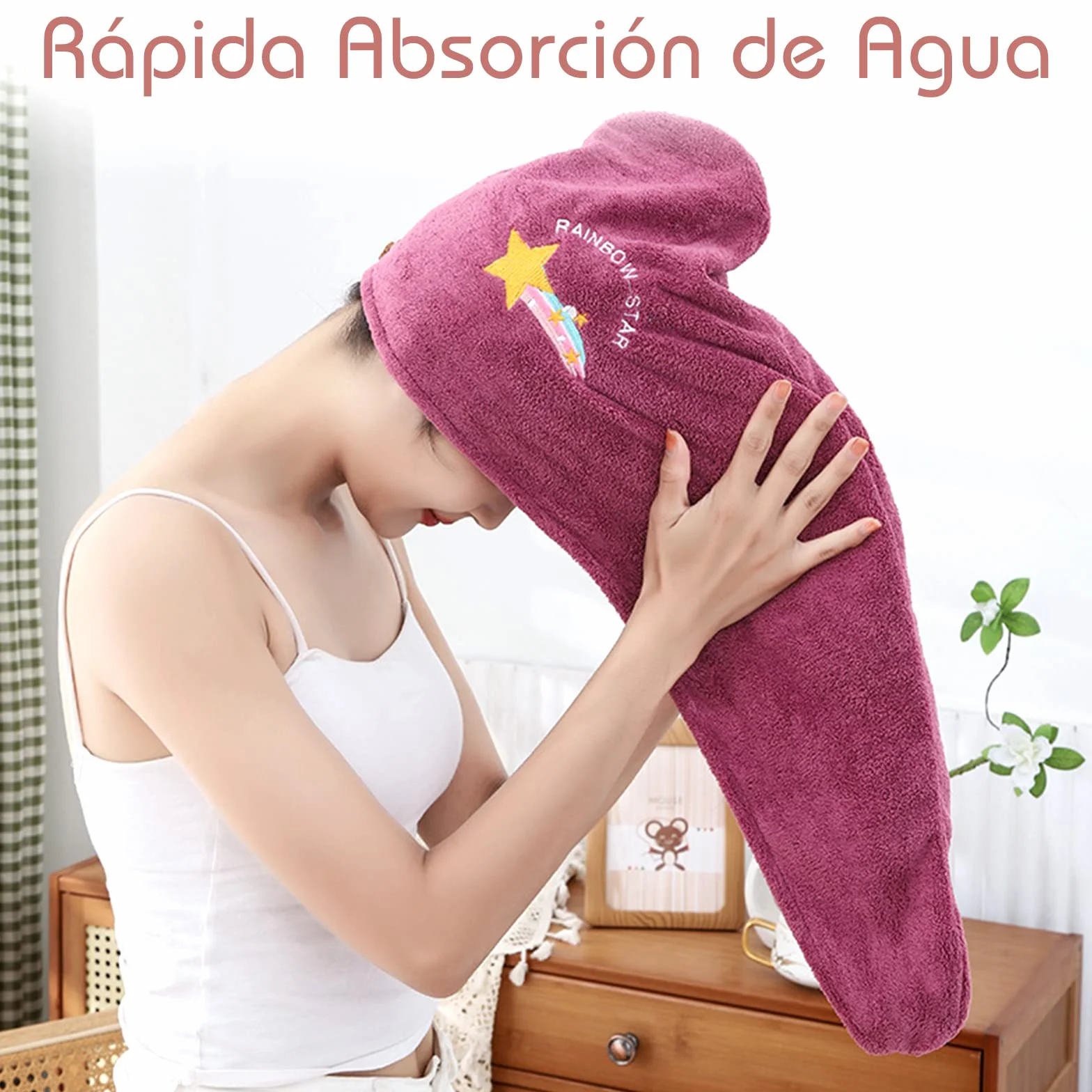 VEGCOO Toalla para el Cabello Turbante Seca Pelo Mujer Superabsorbente Secado Rápido Microfibra
