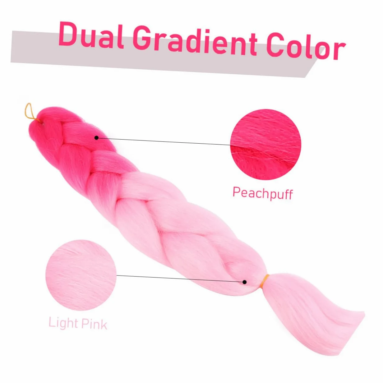 FRCOLOR 9 piezas de pelo trenzado con degradado teñido de pelo colorido peluca de ganchillo peluca con diadema pelucas teñidas coloridas gomas para el cabello pelucas para mujer pelucas niñas trenza