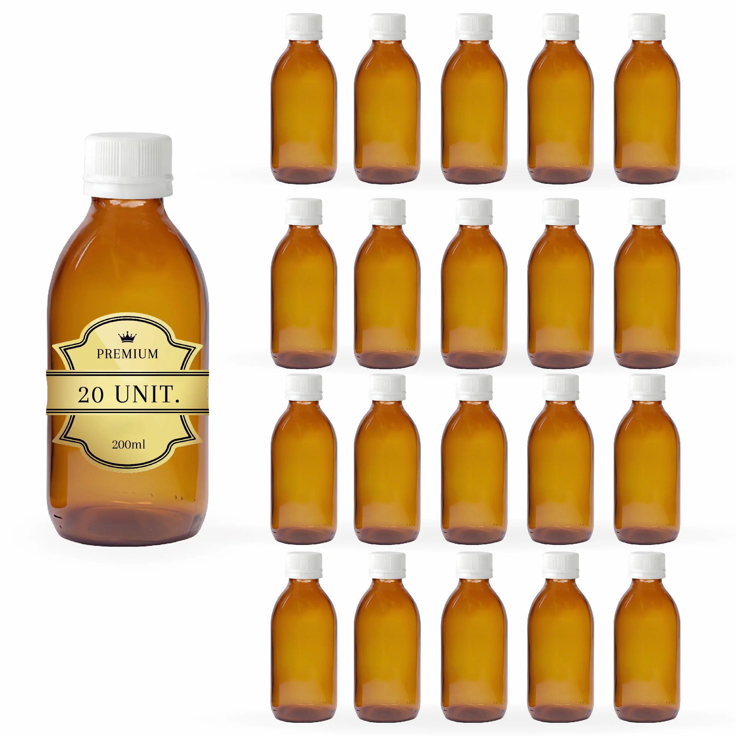 Frascos vacíos de cristal ámbar 200 ml con tapa de plástico Espirito Rebelde – Botella para aceites esenciales