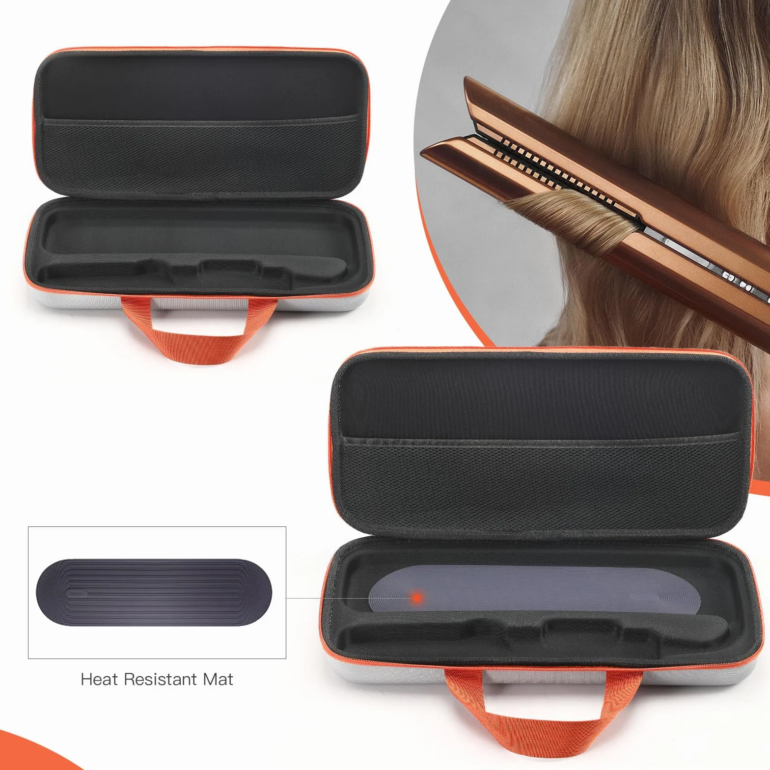 Funda rígida de transporte compatible con Dyson Airstrait Straightener HT01, almacenamiento seguro y protección para tu alisador de cabello y accesorios (azul)