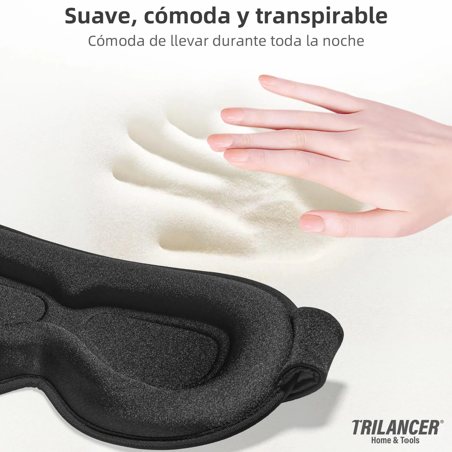 Trilancer Antifaz para Dormir Sin Luz, Mascara para Dormir, Tapa Ojos, Cubre Ojos, Negro