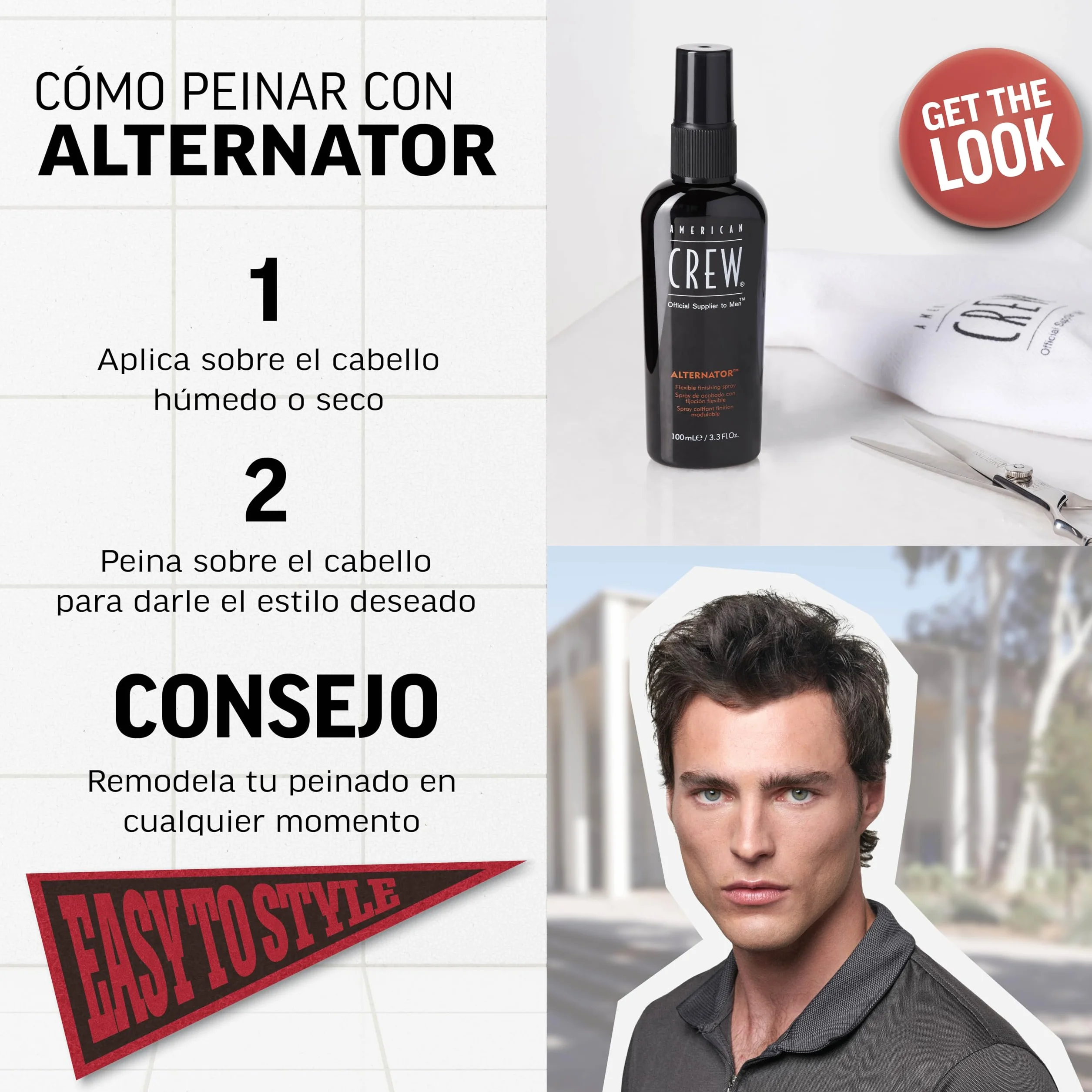 American Crew Alternator Spray Acabado para el Pelo, Fijación Flexible, 100ml