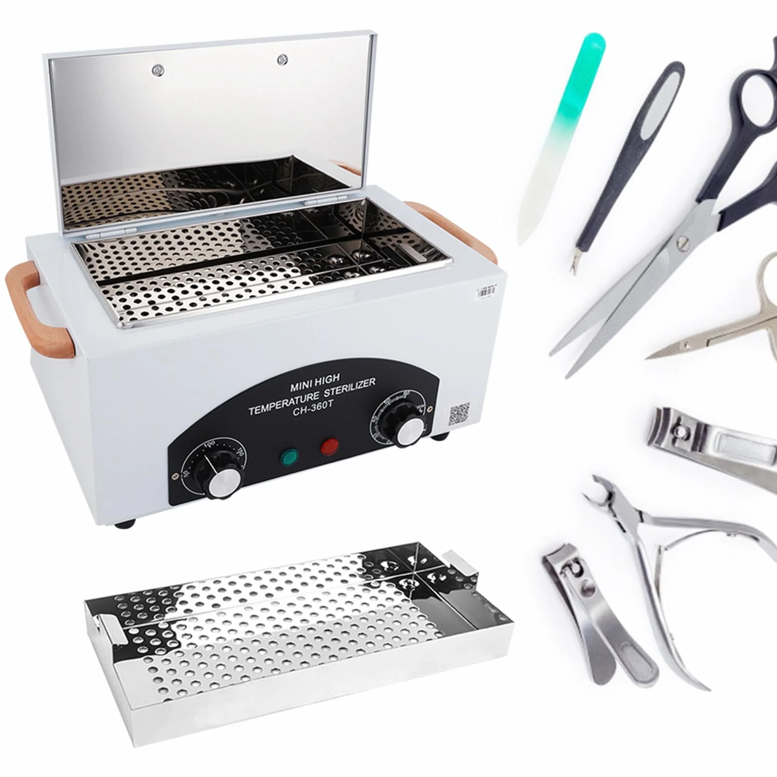 Desinfección Esterilizador Aire Caliente, 300W 1.5L 200℃ Esterilizador Calor Seco Esterilizadors Alta Temperatura EsterilizadorsHerramientas para Uñas con Temporizador y Luz Indicadora para Peluquería