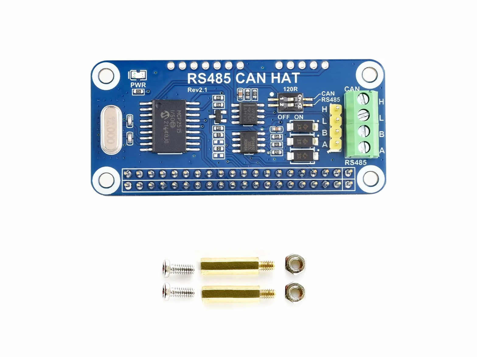 Waveshare RS485 CAN HAT for Raspberry Pi Zero/Zero W/Zero WH/2B/3B/3B+ Long Distance Communication