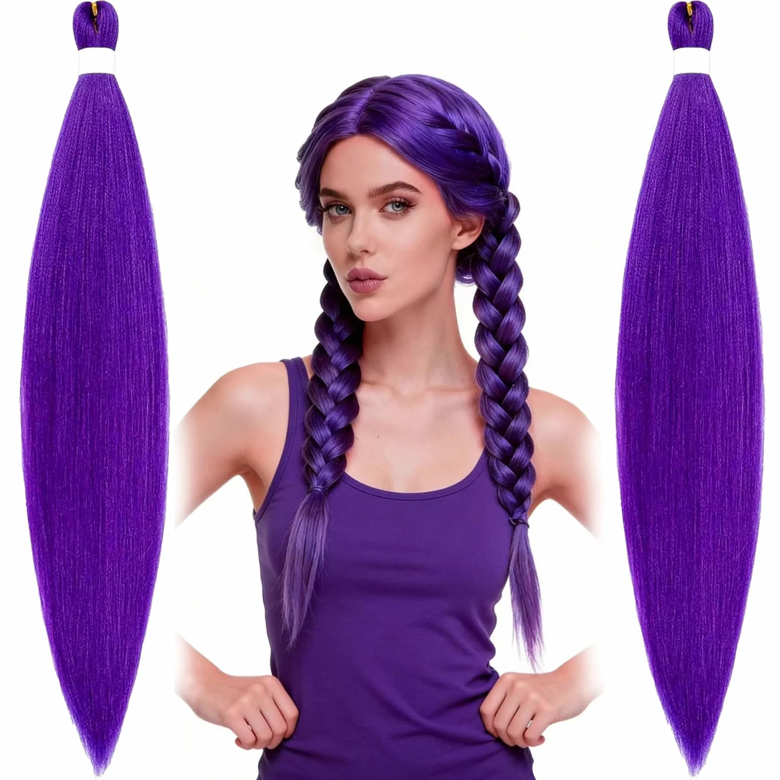 Pelucas Rumi para niñas Morado Peluca Cosplay Carnaval