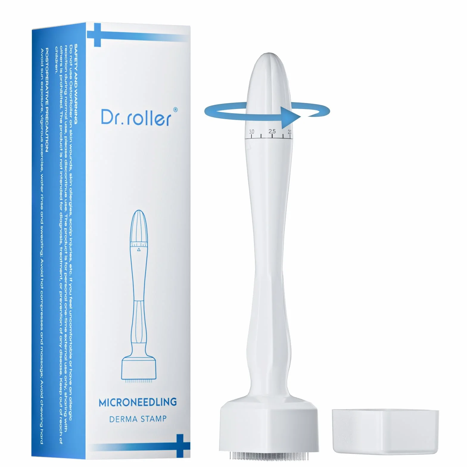Derma Stamp 0 a 3mm Ajustable para Crecimiento del Cabello y Barba, Microneedling Profesional