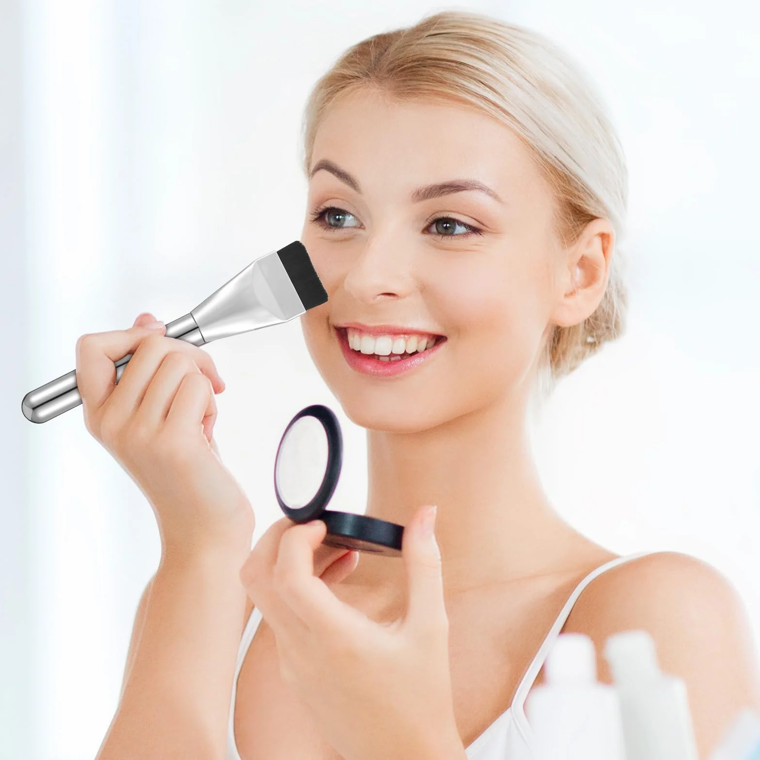Mabor Juego de 3 Espátulas de Maquillaje, Brochas de Base y Paleta
