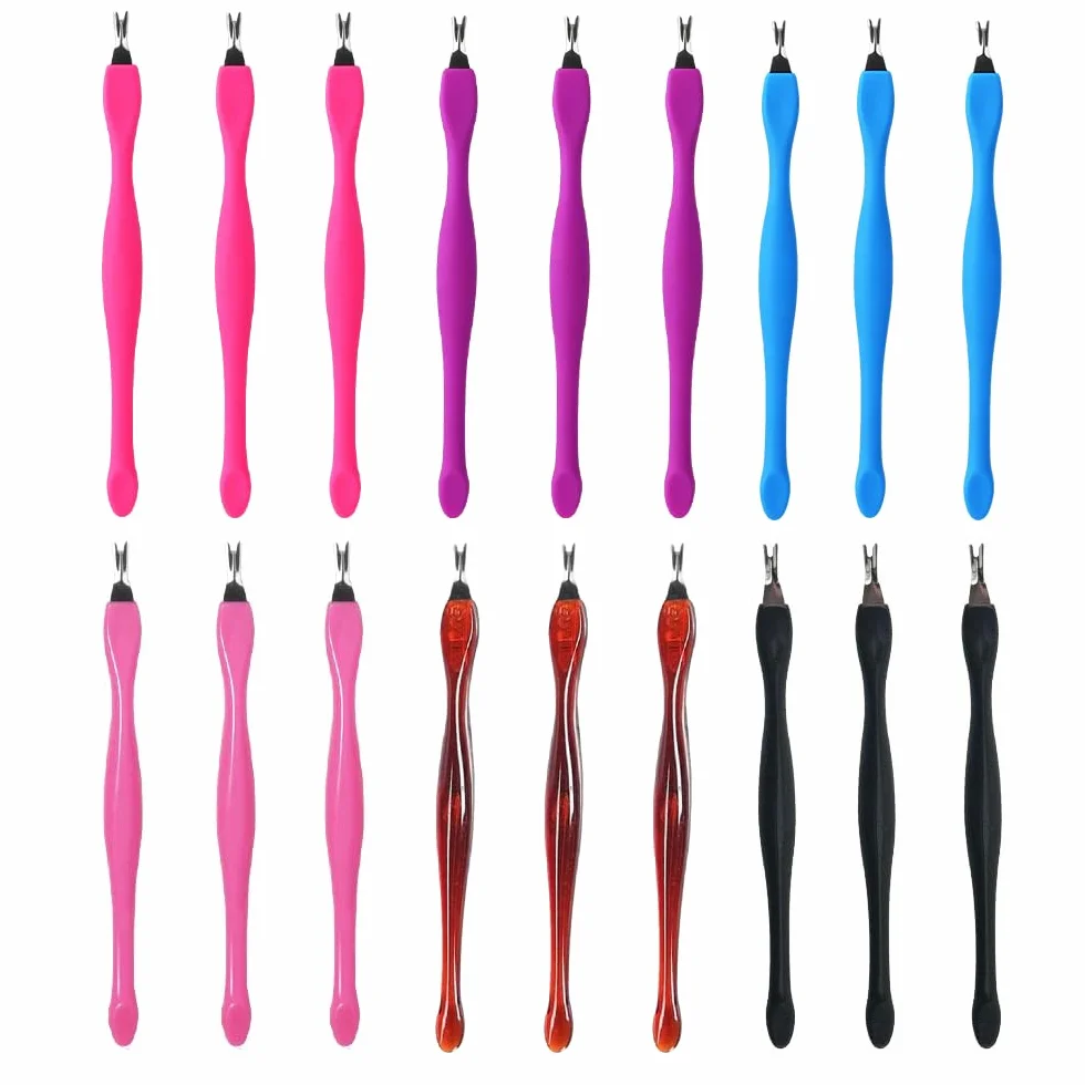 Empujador de Cutícula de Acero Inoxidable, 18 Pcs Cortacutículas de Doble Punta para Manicura