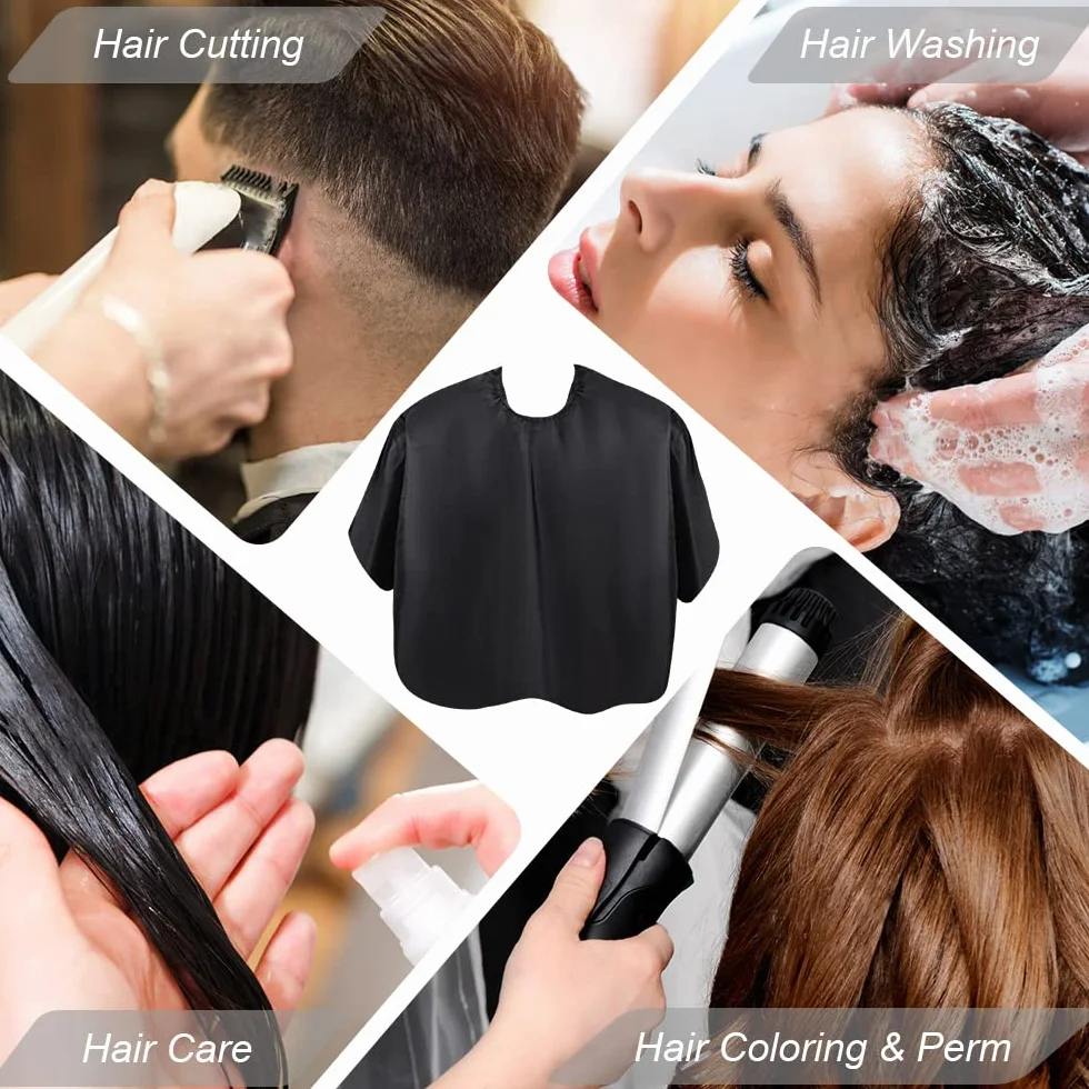 LOPHE Capa de Peluquería Negra Impermeable con Cepillo y Peineta
