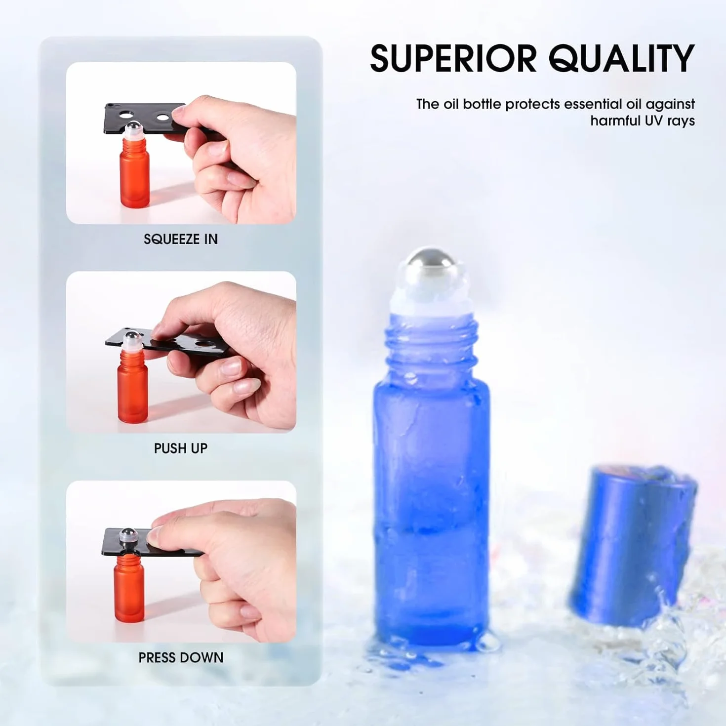 Roll On Aceites Esenciales 5ml 8 Pcs Botella Esmerilada Cristal Aromaterapia Perfumes
