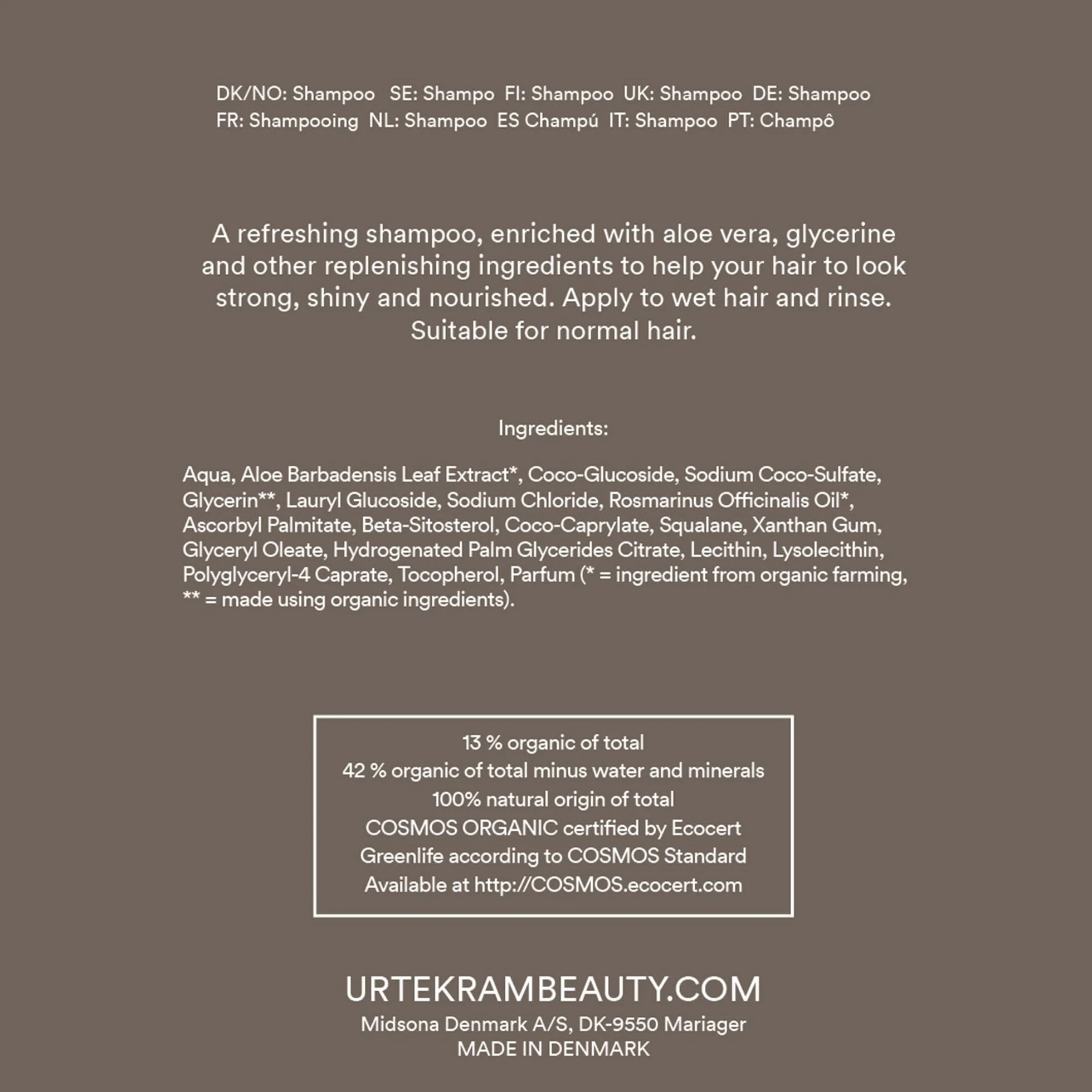 Urtekram Champú de Romero para Cabello Fino 500 ml Orgánico Vegano