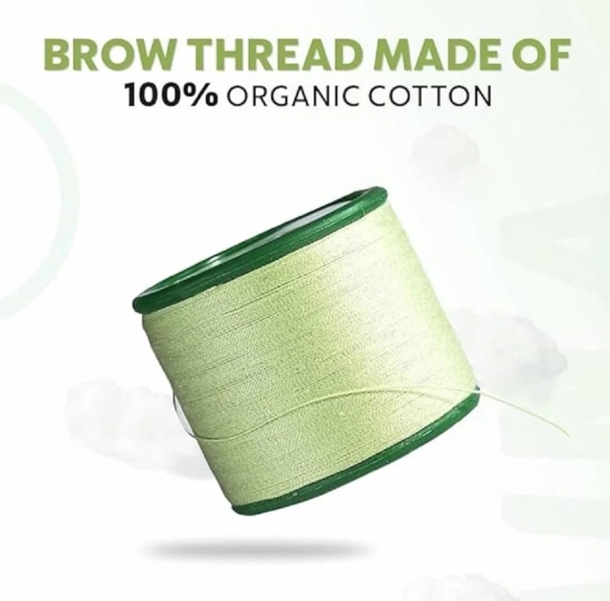 2 bobinas de hilo de algodón orgánico orgánico de 300 m para enhebrar cejas, India, herramienta depiladora Dermaplaning para depilación de cejas, labio superior, barbilla, frente, cejas