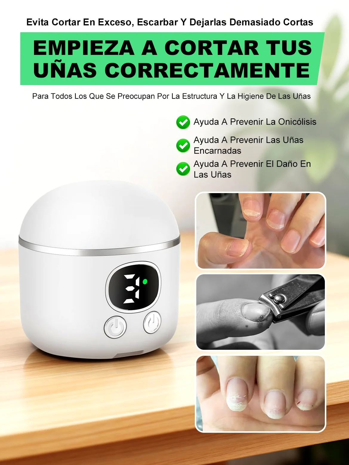 COPPA RT-01 Cortaúñas Eléctrico, Cortaúñas Automático 3 en 1 con Cabezal Doble y Lupa, 3 Velocidades y Luz LED, Cortaúñas Inteligente Carga USB Seguro y Silencioso para Niños, Adultos, Ancianos