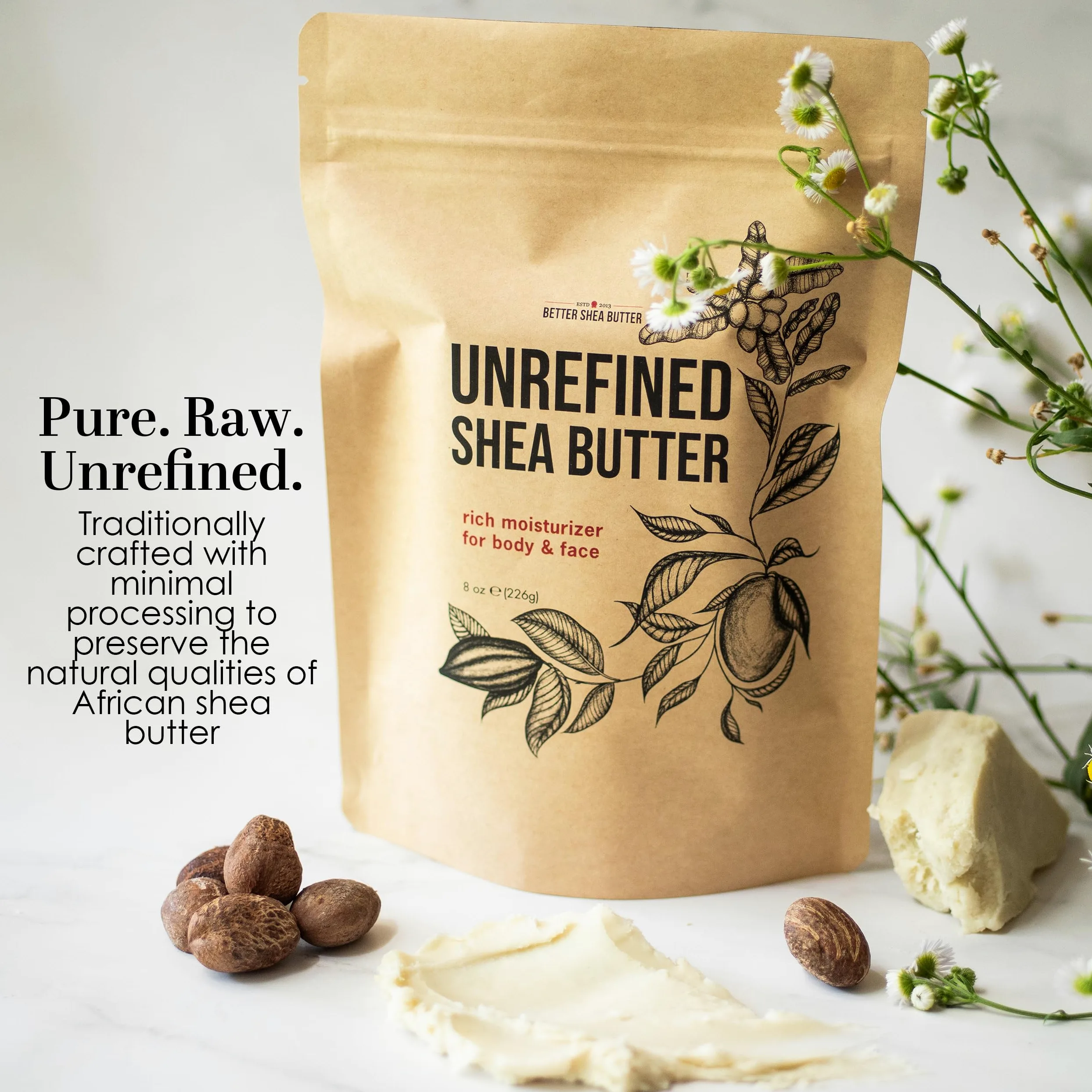 Unrefined Shea Butter by Better Shea Butter - African, Raw, Pure - Use Alone or in DIY Body Butters, Lotions, Soap, Eczema & Stretch Marks Products, Lotion Bars, Lip Balms and More! - 1 lb (16 oz) by Better Shea Butter