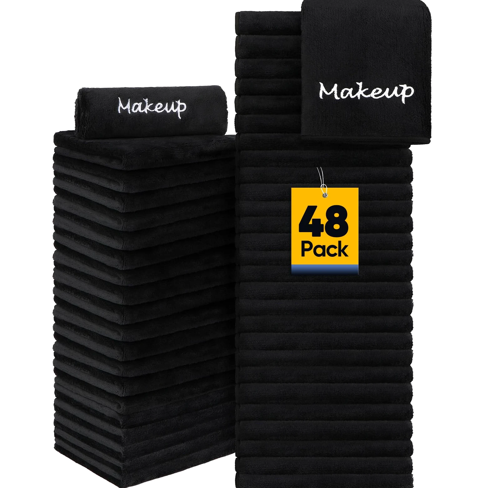 UNIMADE Paños desmaquillantes, paquete de 48 paños faciales negros, toallas faciales de microfibra de forro polar coral suave para cara, manos y baño (13 x 13 pulgadas)