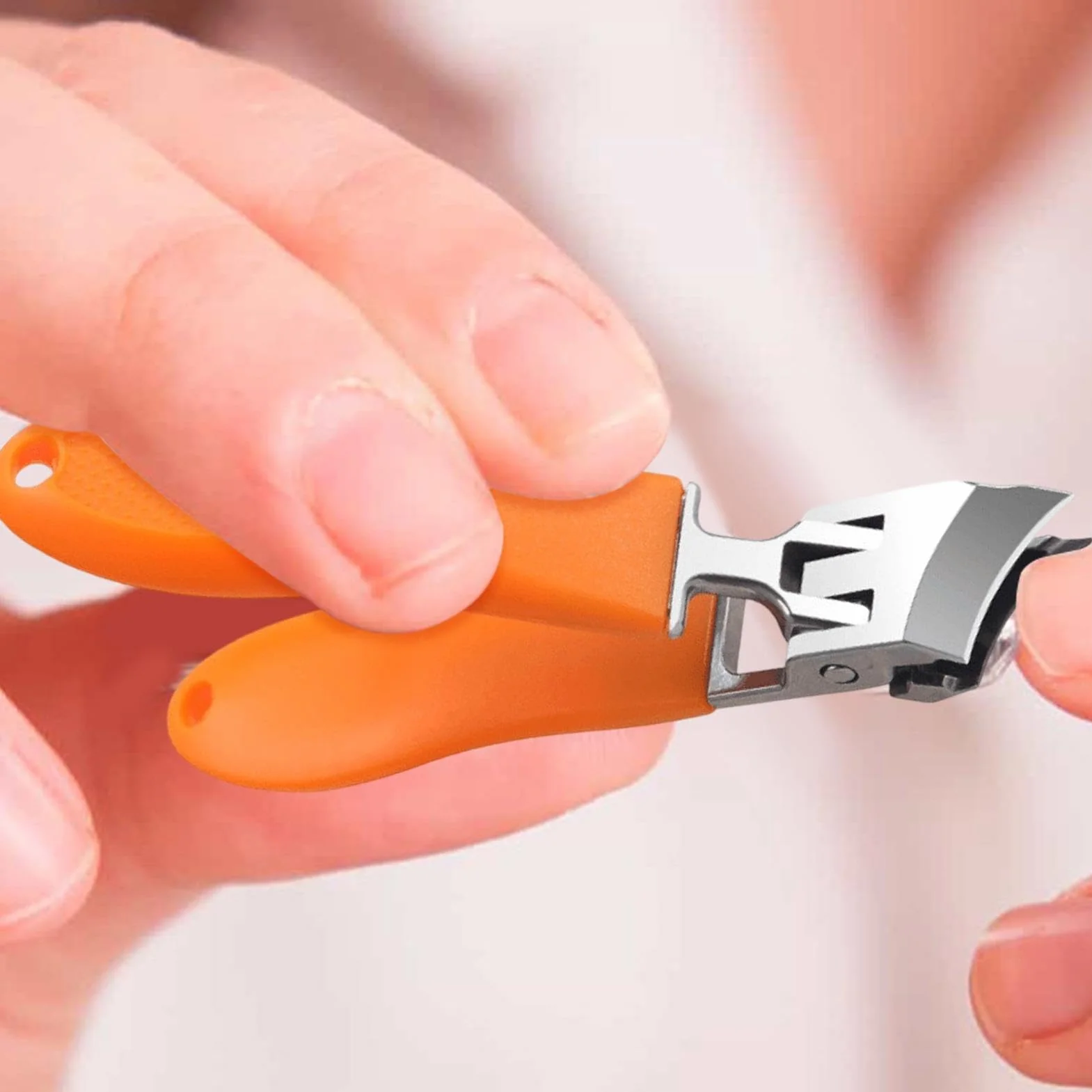 Cortaúñas en ángulo sin salpicaduras para hombres - Cortaúñas curvadas de mandíbula ancha y mango largo