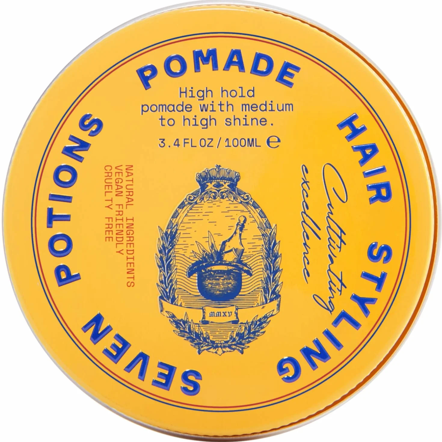 Seven Potions Pomada de Estilización Natural para Hombres, Alto Brillo, Alta Sujeción, 100ml