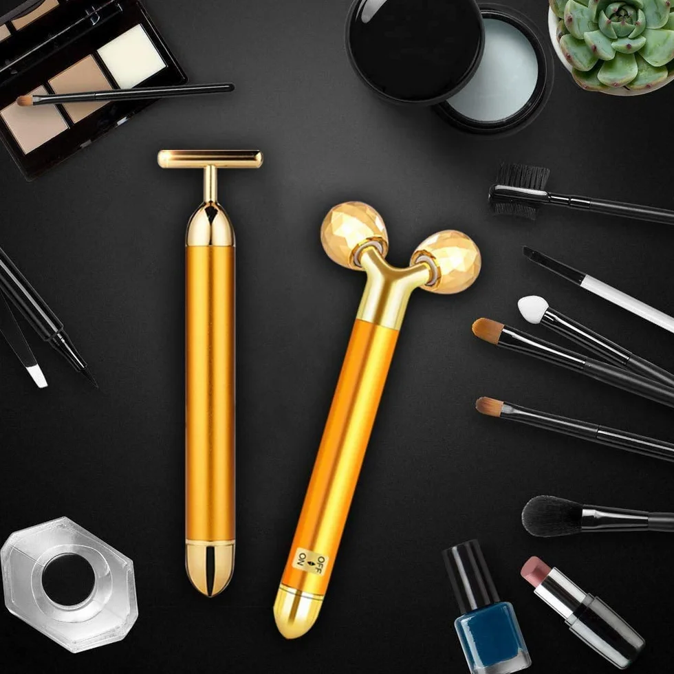 Beauty Bar 24k Golden Facial Masajeador Eléctrico Para Frente y Cuello