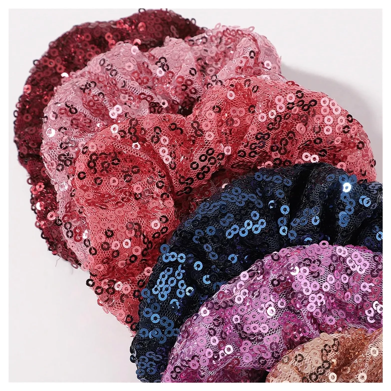 Juego de 180 coleteros con lentejuelas brillantes for el pelo, bandas elásticas 3,9 pulgadas for mujeres y niñas para Todo Tipo y Estilo de Cabello
