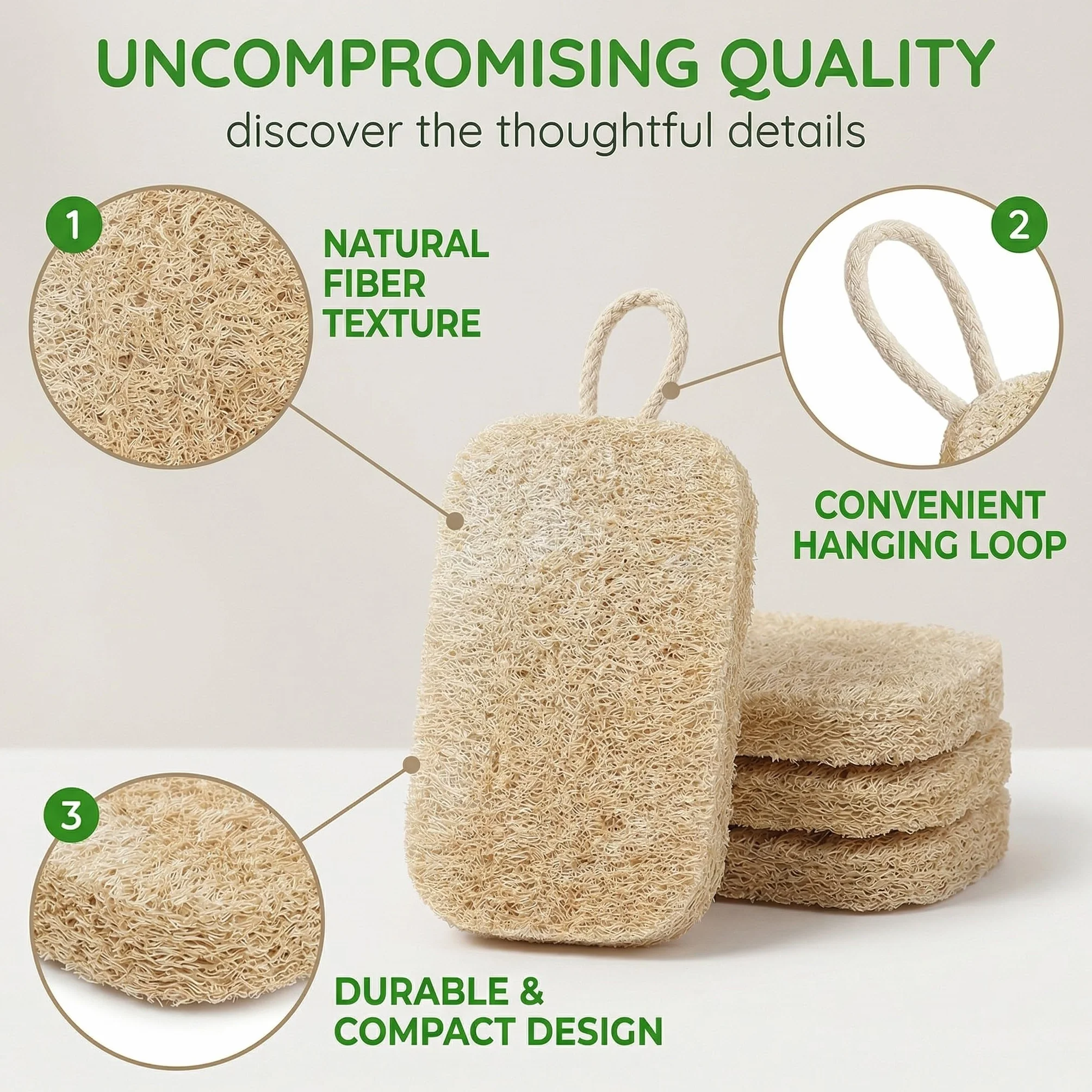 Esponja Lufa Natural Biodegradable 8 Piezas