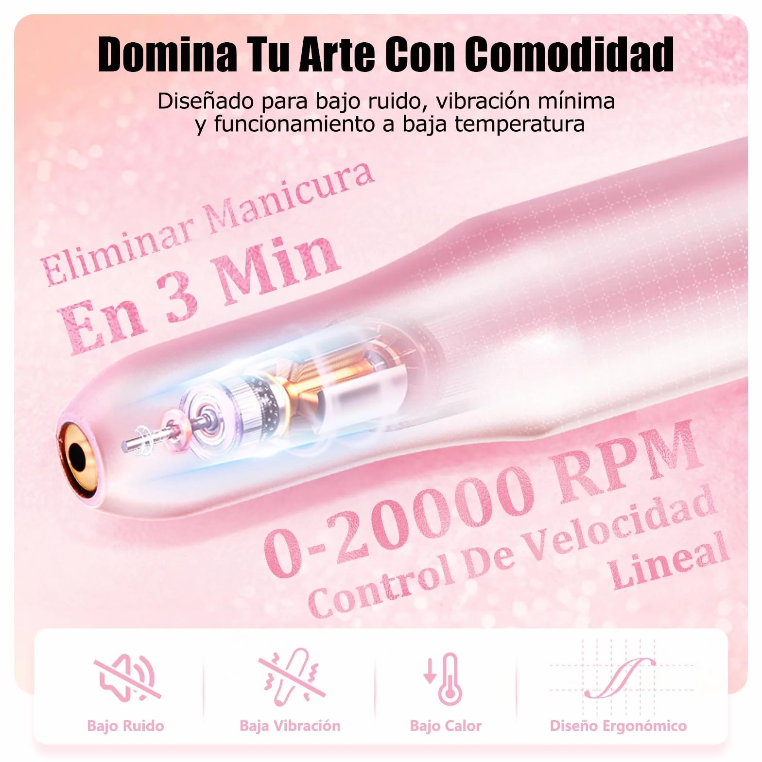 MEFA Torno para Uñas Profesional 13 en 1, 20000 Rpm Lima Eléctrica Recargable USB, Velocidad Ajustable Set Manicura Pedicura