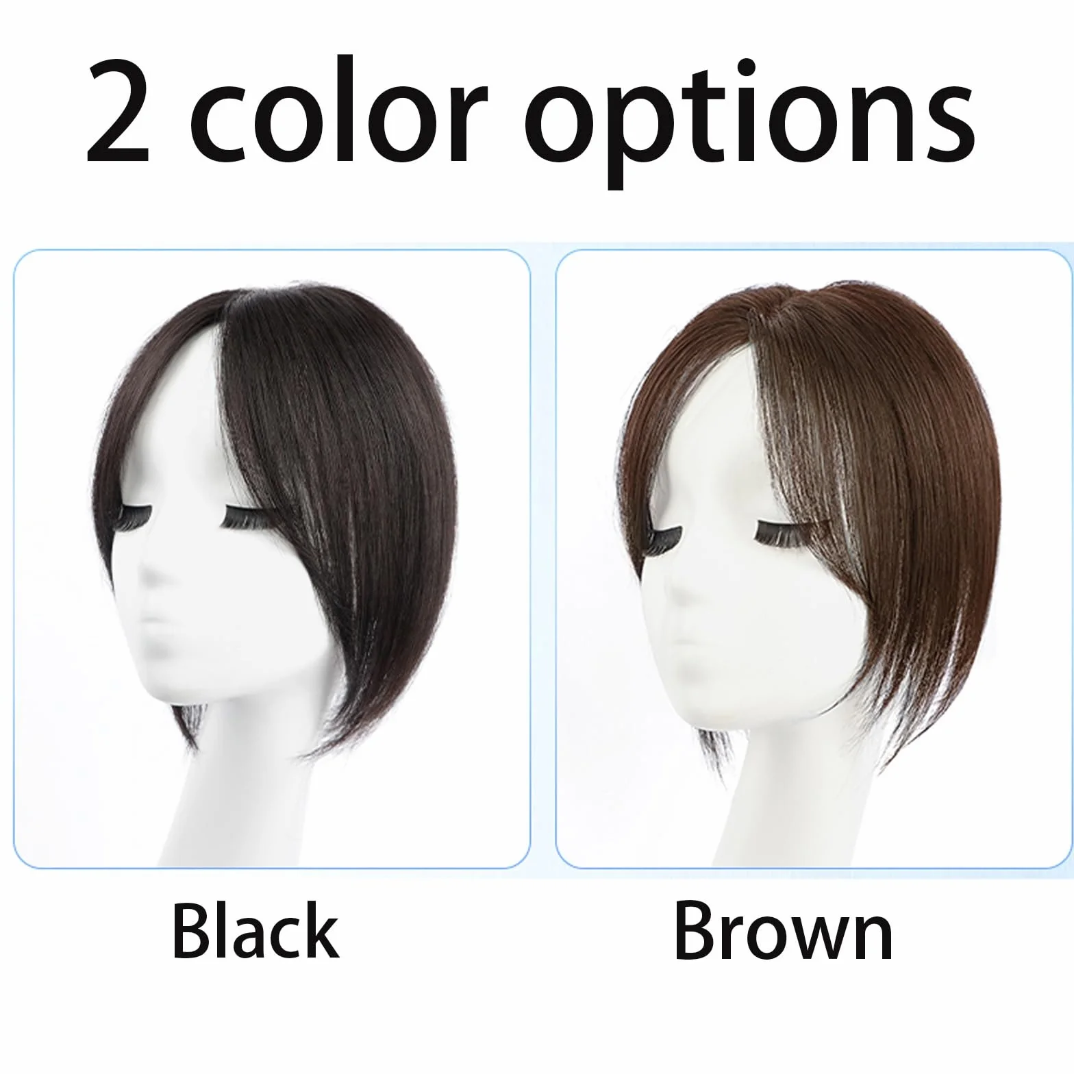 25 Cm Adornos for El Cabello Con Flequillo Francés Pedazo De Cabello Humano for Mujeres 7 X 10 Cm Base De Encaje Peluquín Extensiones De Cabello Con Cobertura De 360°(Black)