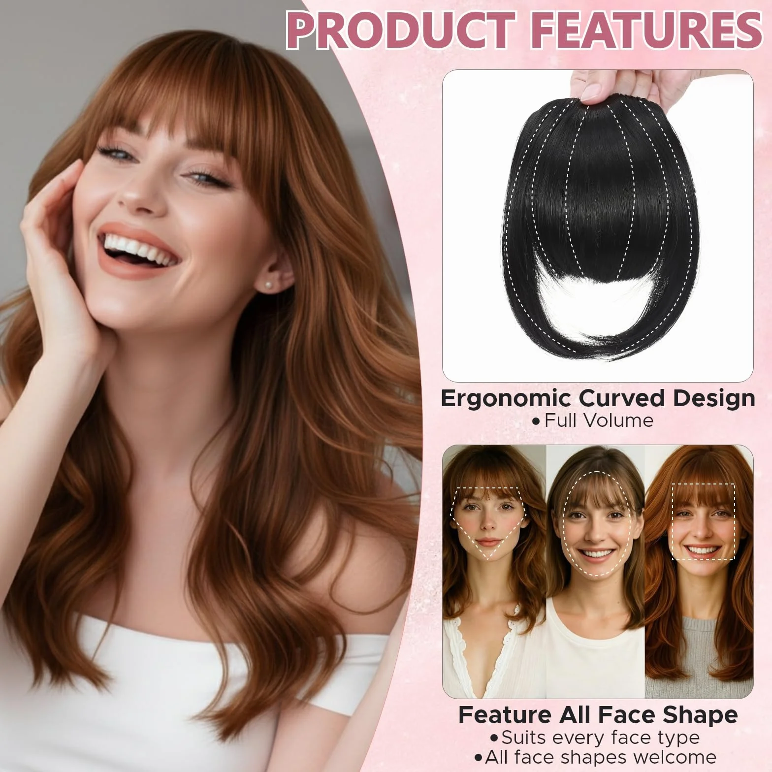Benehair Flequillo Postizo Pelo Natural Clip Invisible 30g Negro
