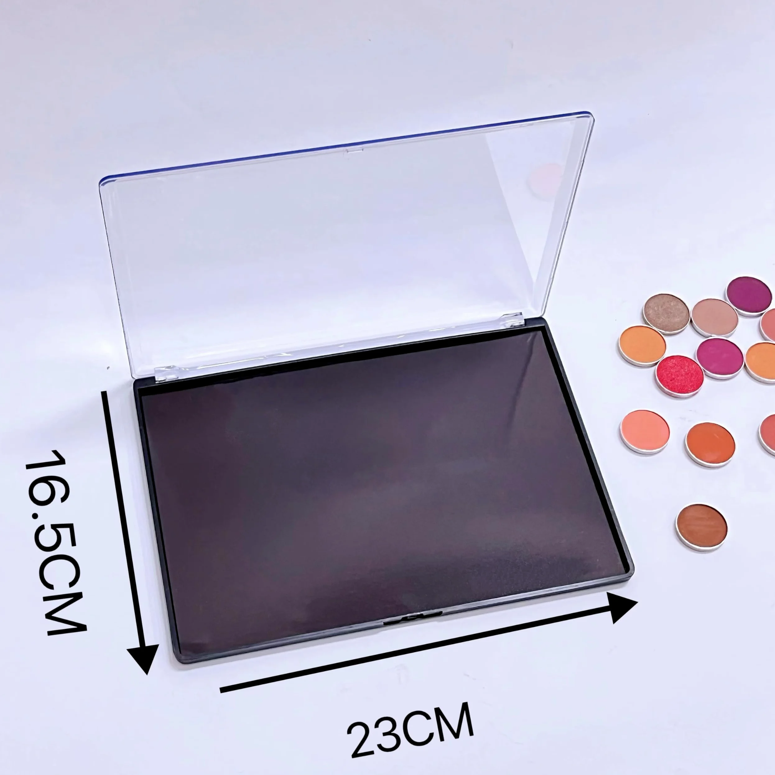 Paleta De Sombras De Ojos VacíA 5 unids/lote, sin logotipo, paleta de sombra de ojos de plástico magnético vacía grande, Caja de almacenaje for maquillaje XL con cubierta transparente