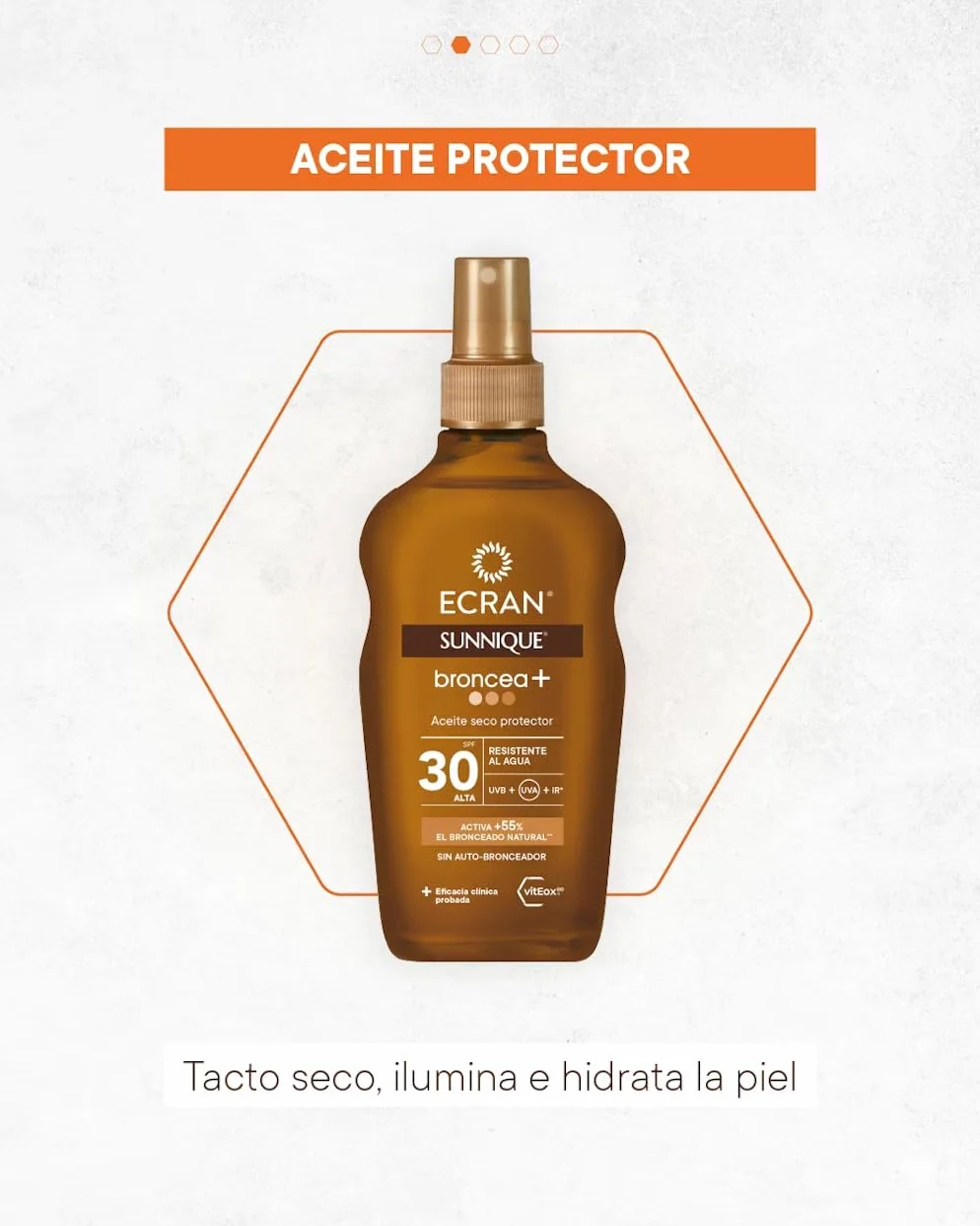 Sunnique Aceite Protector Solar FPS 30 Protección Media UVB UVA PureBronze Resistente al Agua 200 ml