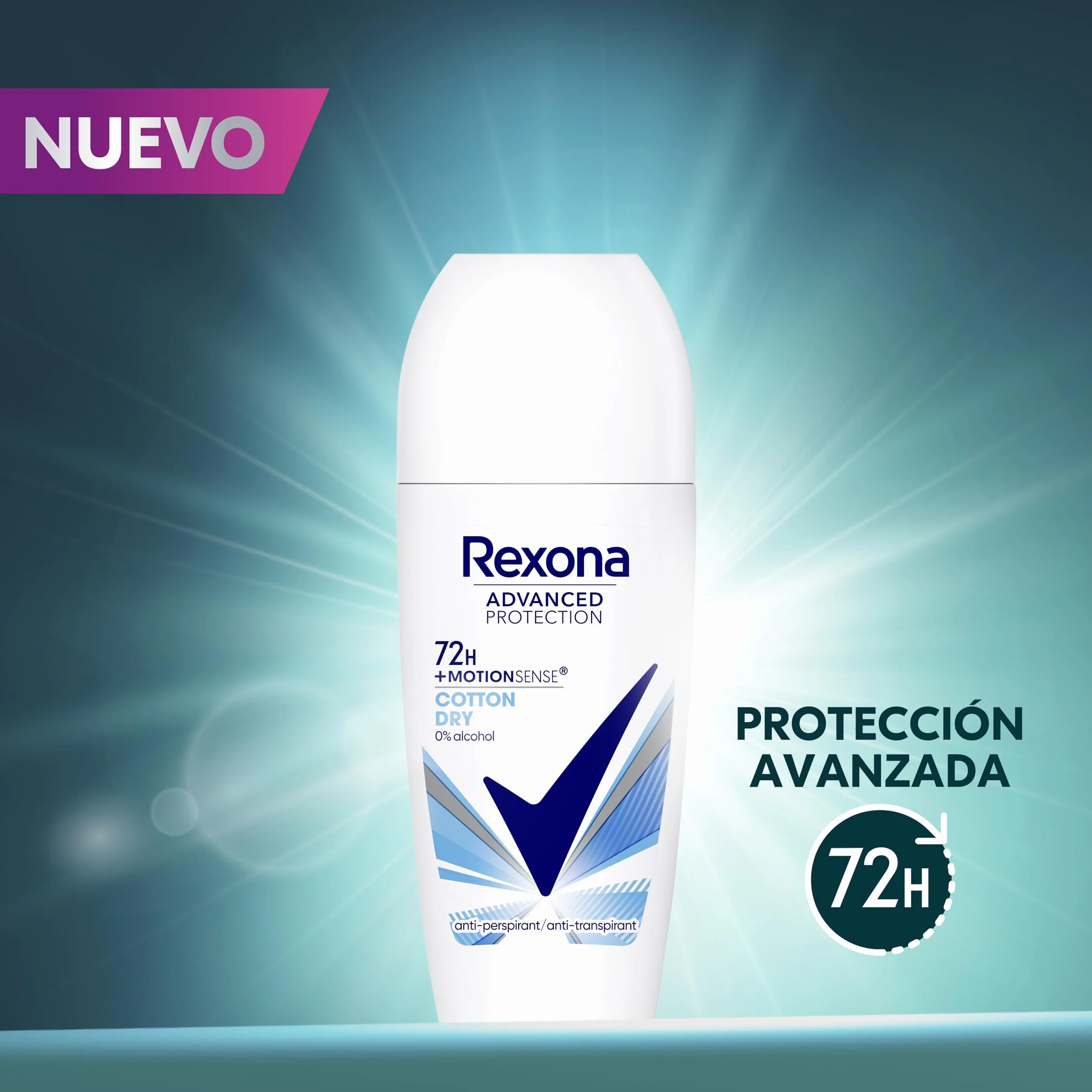 Rexona Advanced Protection Desodorante antitranspirante Roll-On Mujer COTTON DRY 72h 50 ML