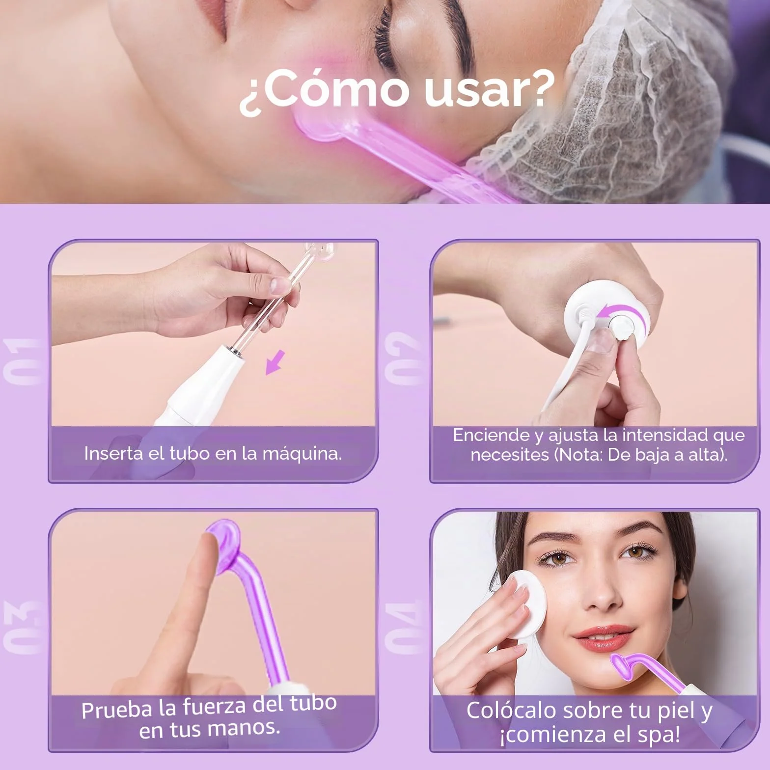 iklestar Alta Frecuencia Facial Profesional Aparato Capilar con 4 Electrodos, Portátil Masaje Facial Cuidado de la Piel