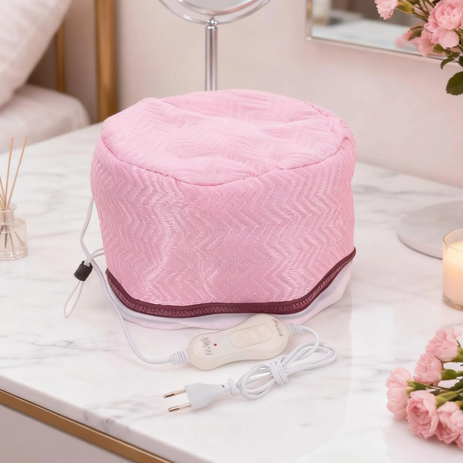 Gorro de Acondicionamiento Profundo Térmico de 2 Niveles Capucha Calefactable Portátil para Cuidado del Cabello