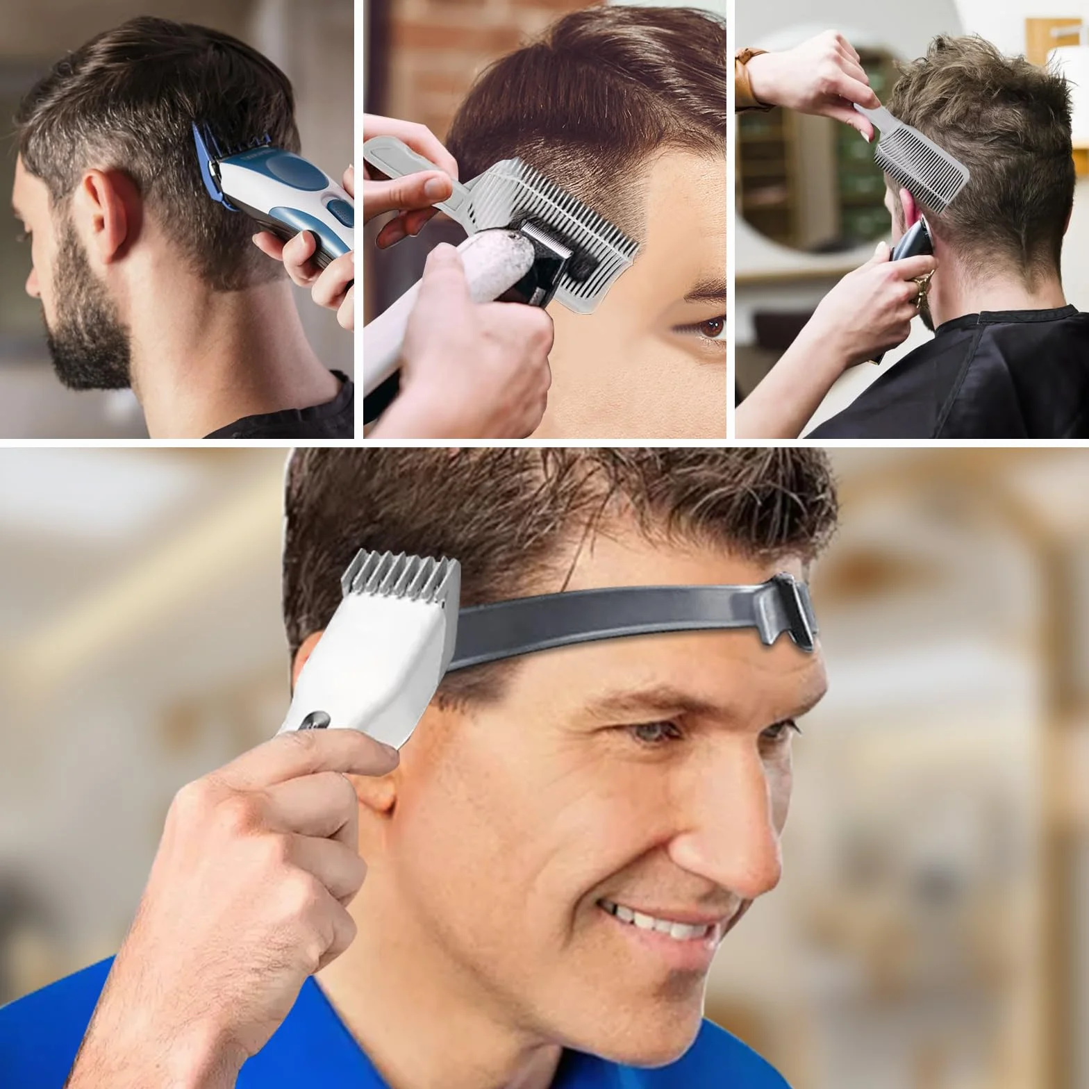 Plantilla de Transición de Peluquería, Peine Ajustable de Silicona para Cortar el Pelo, Cinta de Corte Curvado