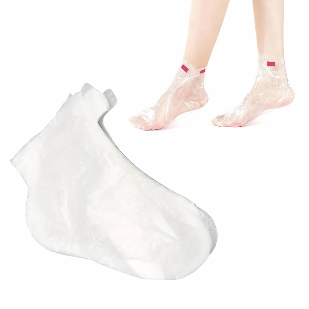 Calcetines Desechables Plástico Pedicura 200 piezas Máscara Manos Pies Baño Parafina Cera Caliente SPA