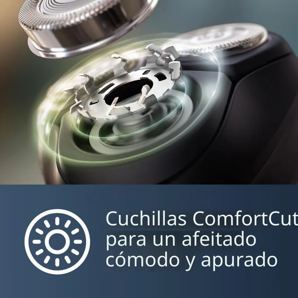 Philips Norelco Shaver 3900 Series, afeitadora eléctrica en húmedo/seco, tapa P, bolsa de viaje, soporte de carga, azul tormenta, modelo S3341/92