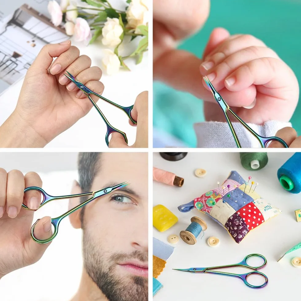 Beugo Tijeras Profesionales para Uñas, Inoxidable Curvas para Cutículas, B-Color Titanio