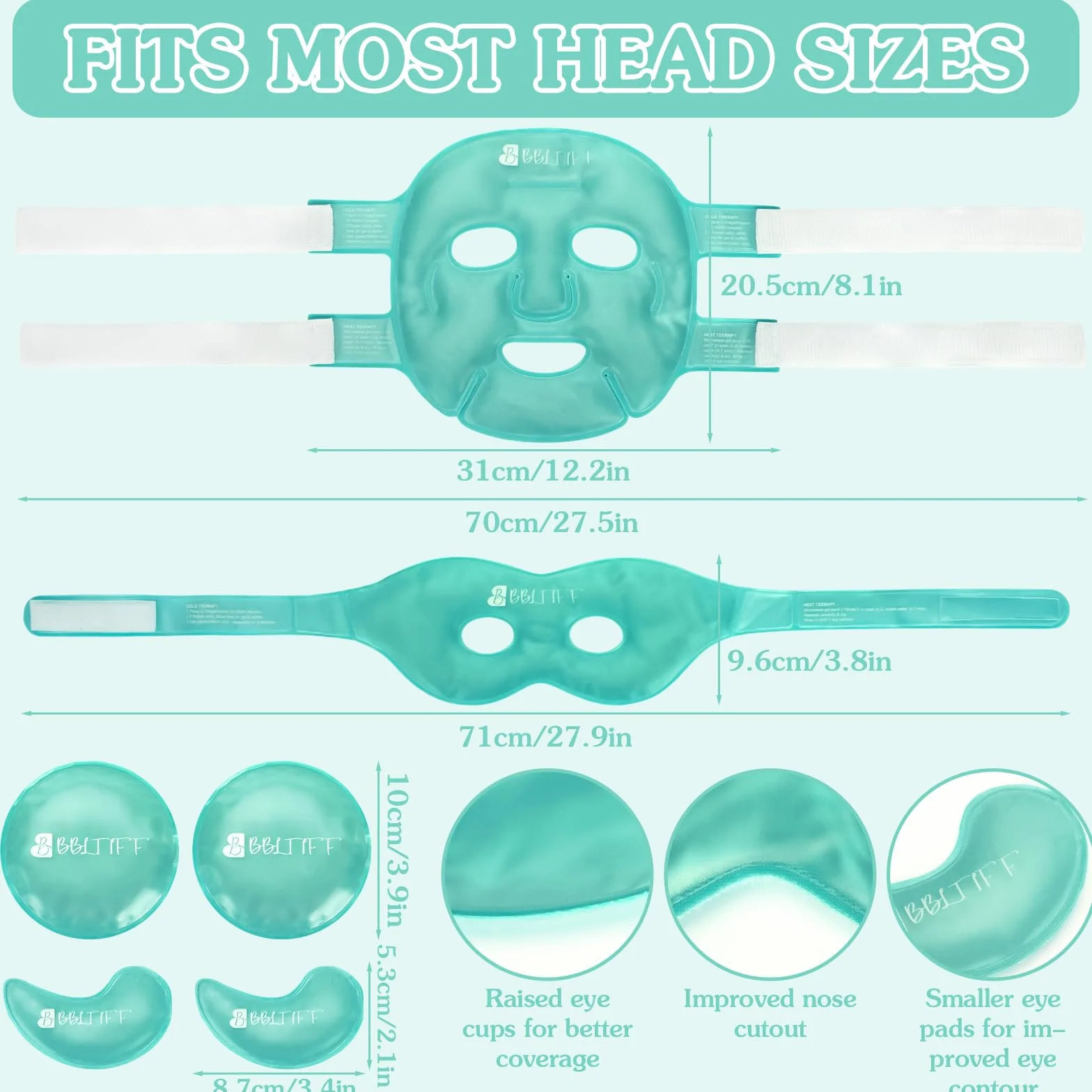 Antifaz Gel Frío Máscara Ojos Reutilizable para Hinchazón Ojeras Migrañas 6 Piezas