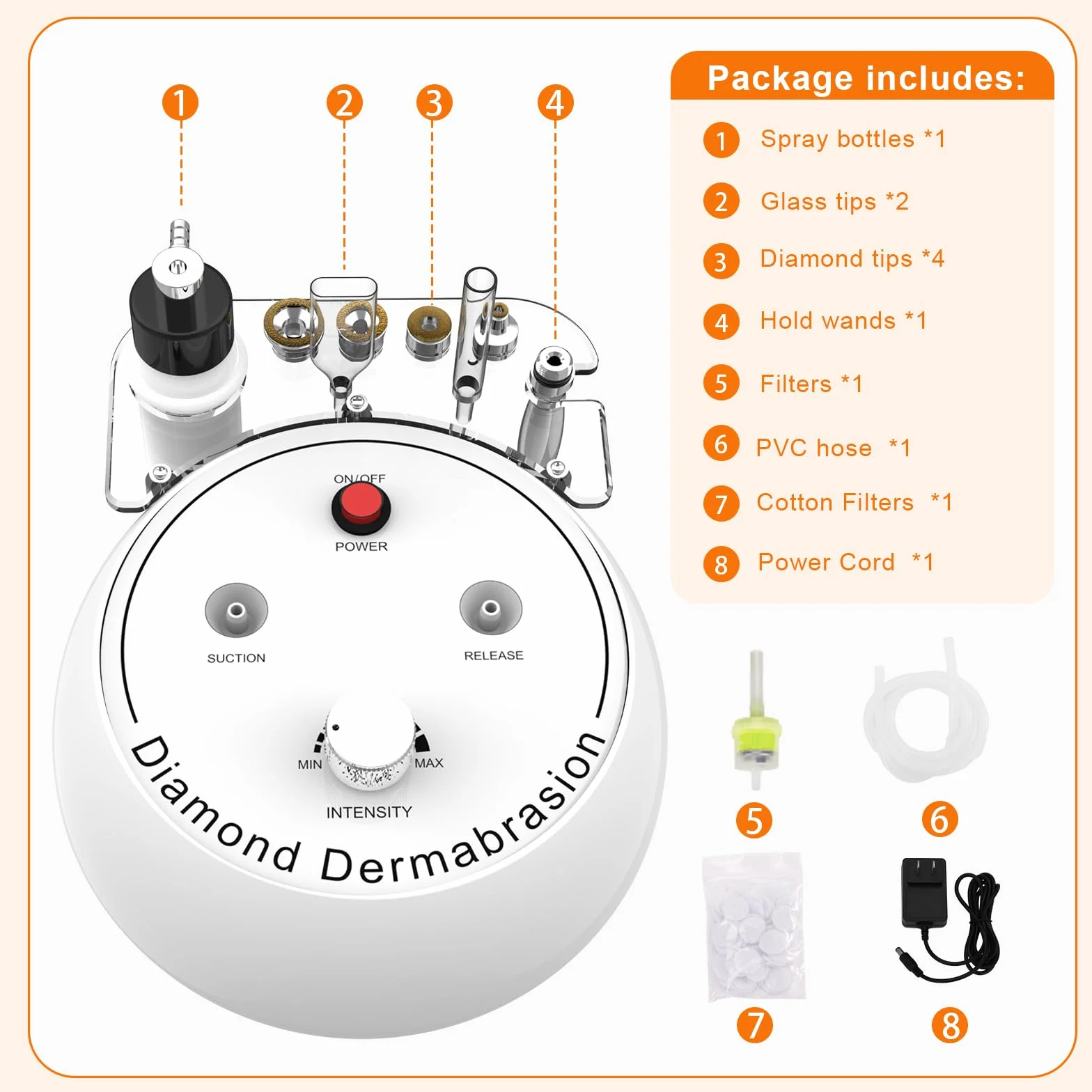 3 en 1 Dispositivo de Microdermoabrasión de Diamante, Dispositivo de Dermoabrasión para Exfoliación y Eliminación de Puntos Negros, Dispositivo de Cuidado Facial para Uso en Spa en Casa