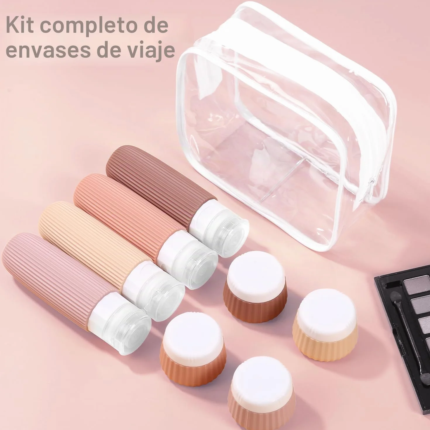 Botellas de Viaje Silicona 30/90ml Rellenables a Prueba de Fugas para Champú Loción Cosméticos