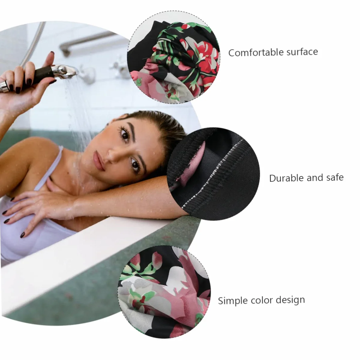 Gorro de Satén Elástico Negro para Dormir Adultos Ala Ancha | Ribete Flexible y Transpirable, Protección del Cabello, Uso Nocturno Lavarse la Cara
