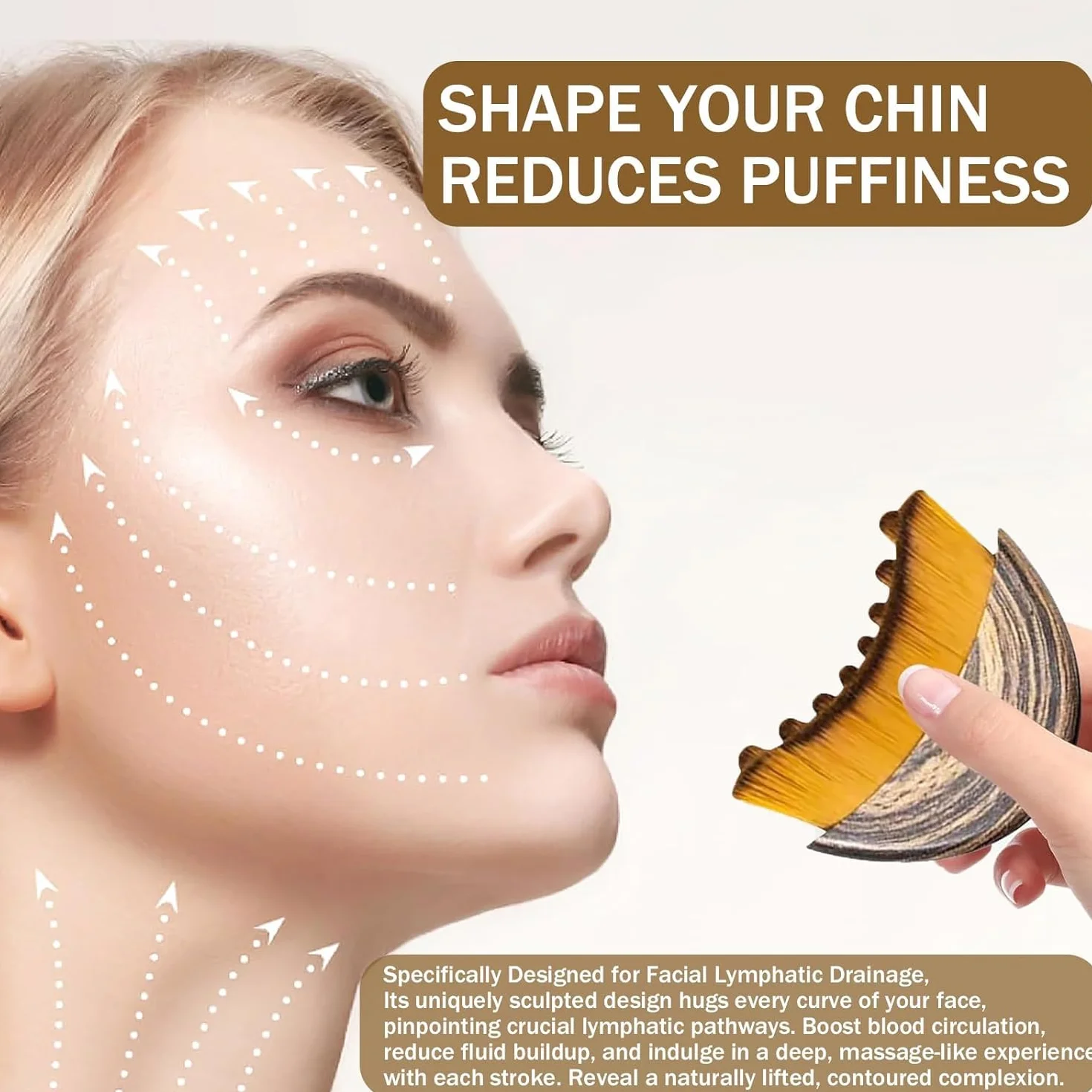 Cepillo Facial de Contorno Linfático 4 PCS para Masaje y Drenaje Linfático