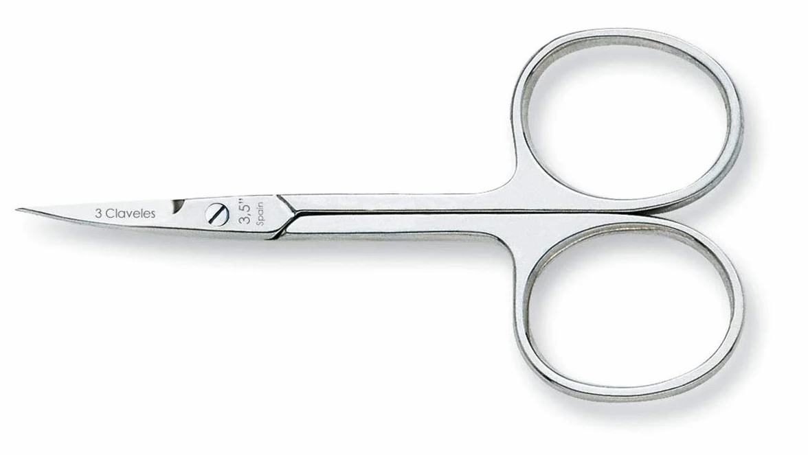3 Claveles Tijeras De Manicura Acero Carbono 3.5" (9 Cm) Curvas Niquelada Gris