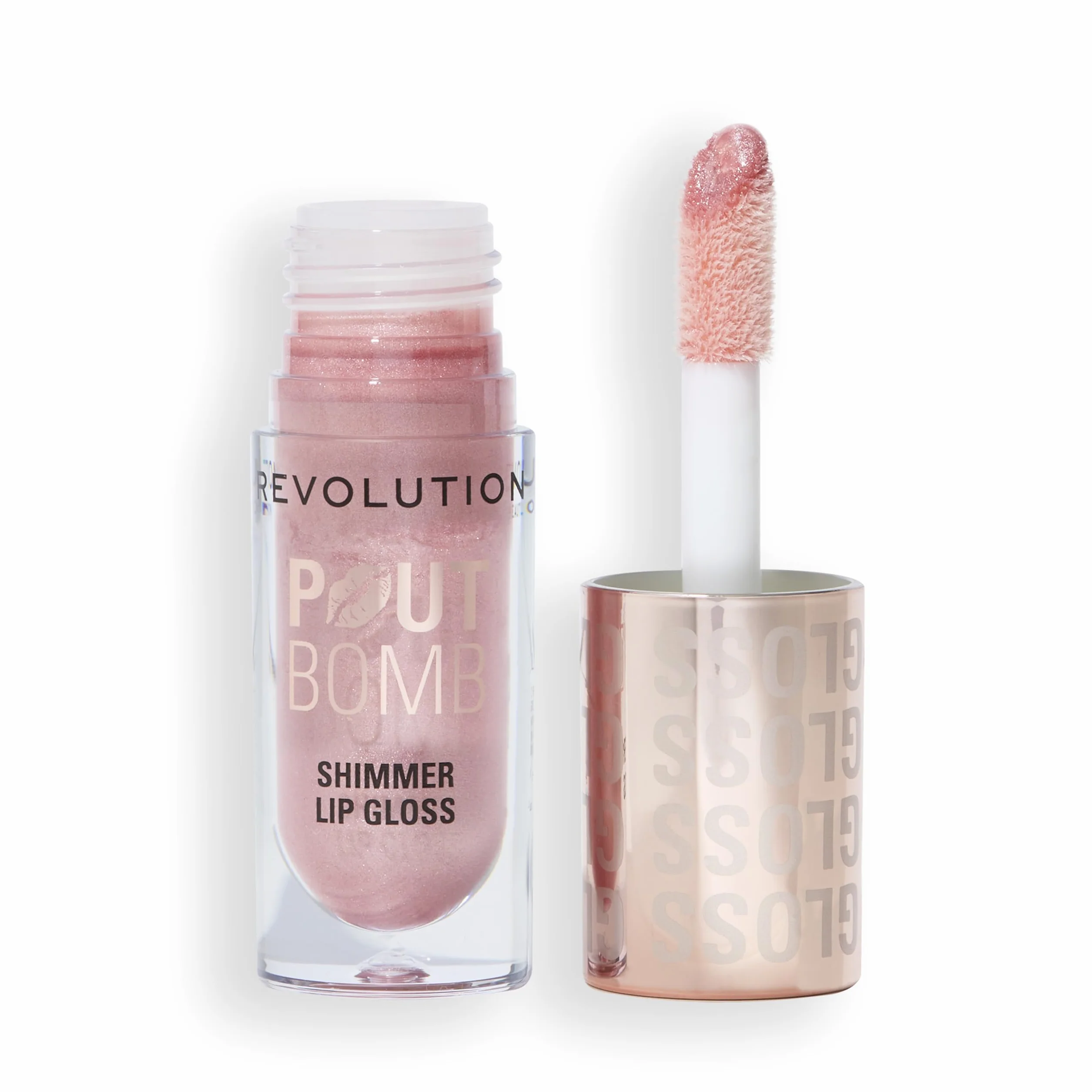 Revolution Pout Bomb Shimmer Gloss Brillo Labial Efecto Mojado Ácido Hialurónico Vainilla Shine Pink