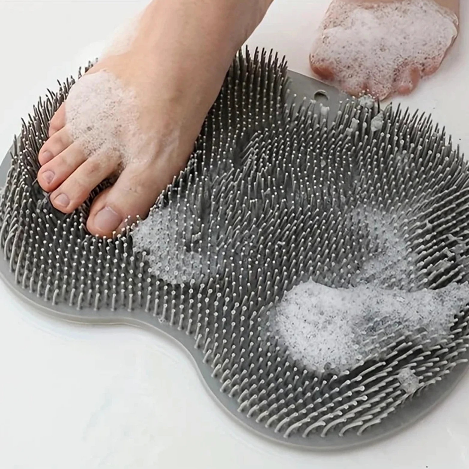 2 uds Cepillo de baño Almohadilla Exfoliante Almohadilla de Masaje de pies de Ducha Cepillo de Ventosa for Limpiar la Parte Trasera del pie Cepillo de Lavado Cuerpo de baño para Baño(Gray)