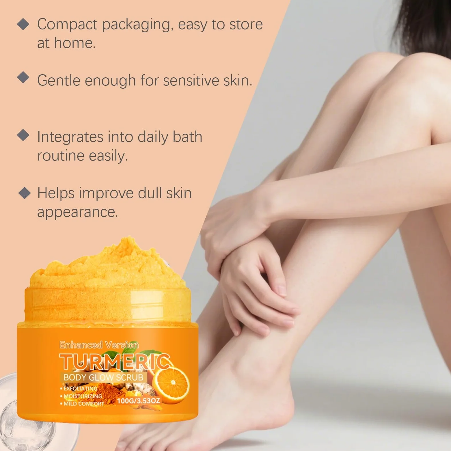 Exfoliante corporal de cúrcuma con vitamina C, exfoliante nutritivo (6 unidades) | Exfoliante corporal para piel áspera y seca, exfolia suavemente el cuerpo, manos y pies para pieles más suaves