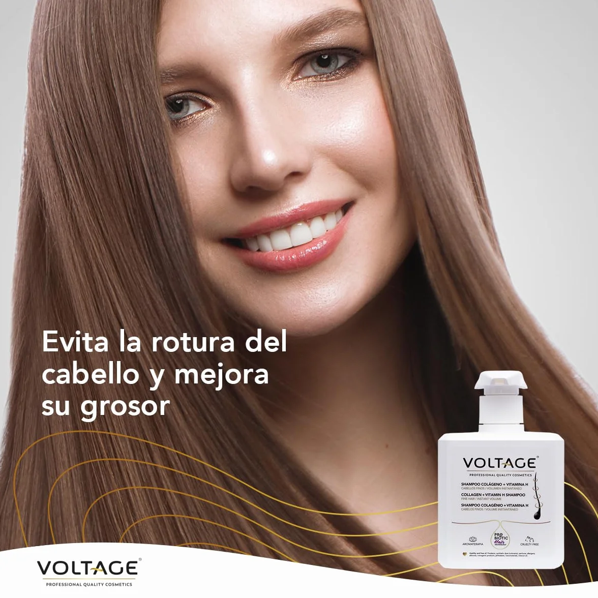 Voltage Cosmetics Champú Colágeno Biotina 500 ml Volumen Antirotura