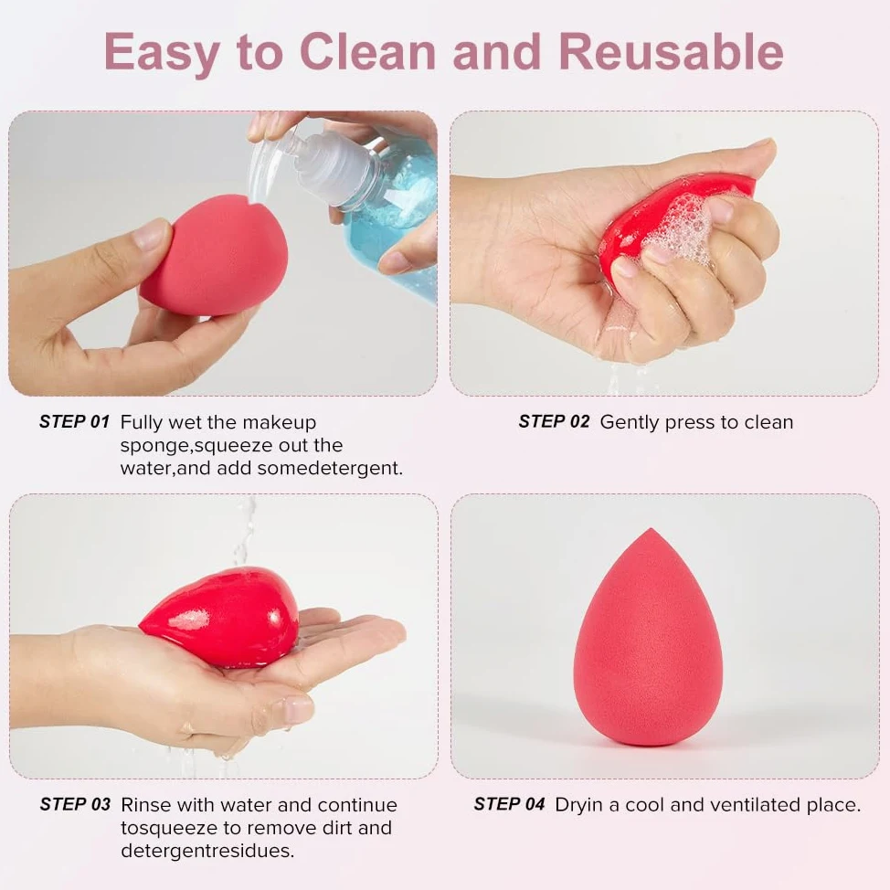 Juego de esponjas de maquillaje, 3 esponjas de mezcla de maquillaje, esponjas de belleza, esponja de base para base natural, esponja de maquillaje multicolor, espuma sin látex