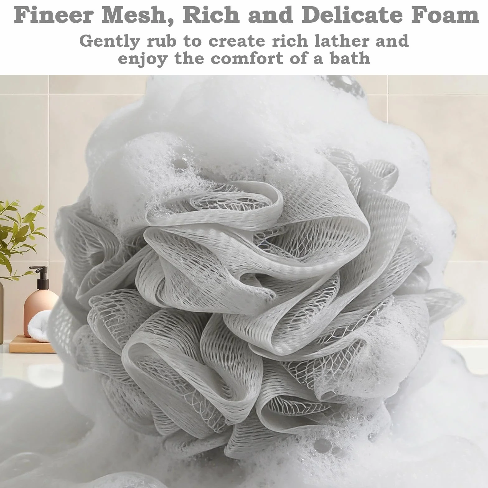 Esponja Baño 6 Piezas 40g, Shower Loofah con Correa de Muñeca, Exfoliante de Malla