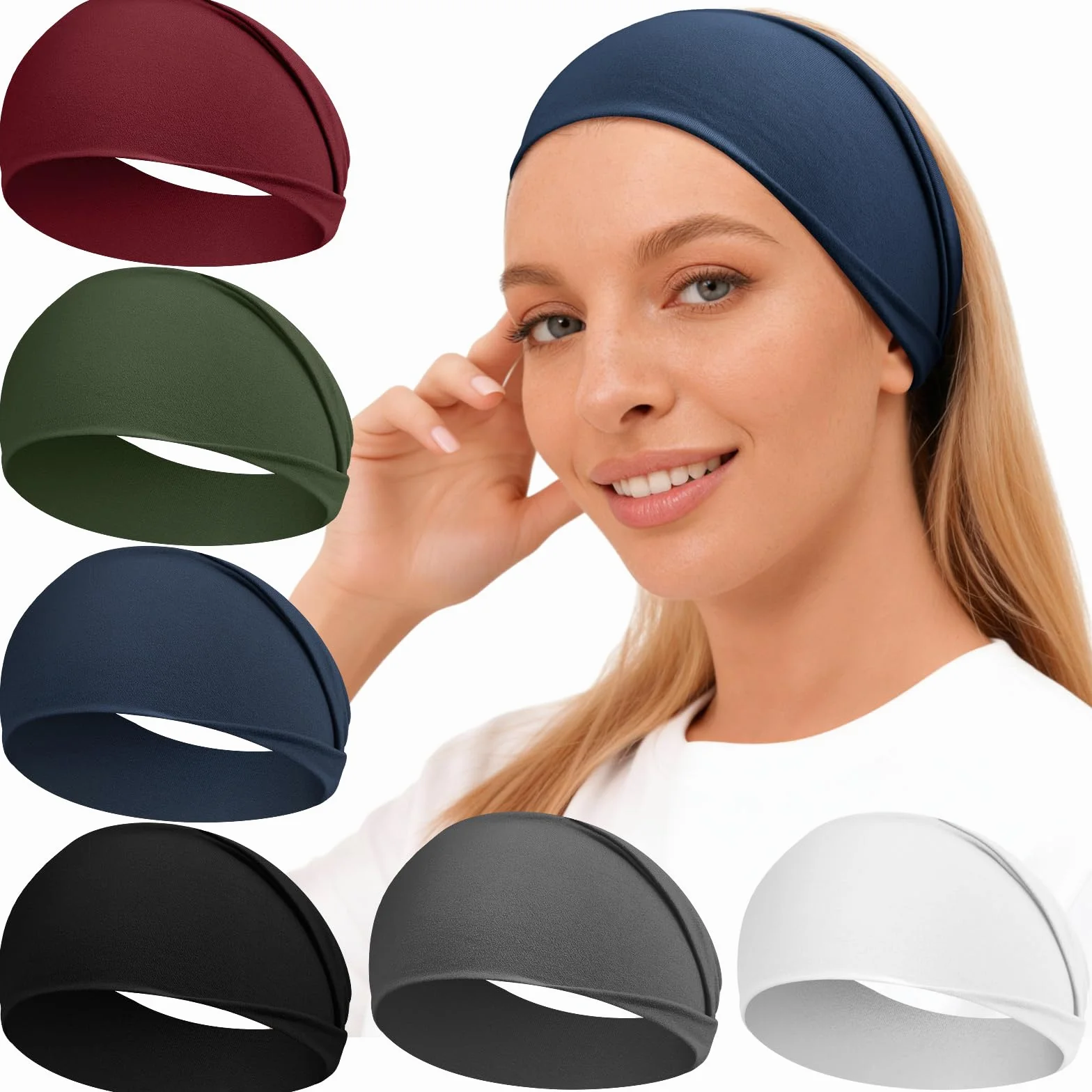 6Pcs Diadema Mujer Hombre Suaves Antideslizantes Headband Accesorios Pelo Running Yoga Fitness